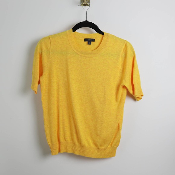 J. Crew Sweaters - J. Crew Marigold Sunflower Golden Yellow Short Sleeve Silk Blend Crew Sweater